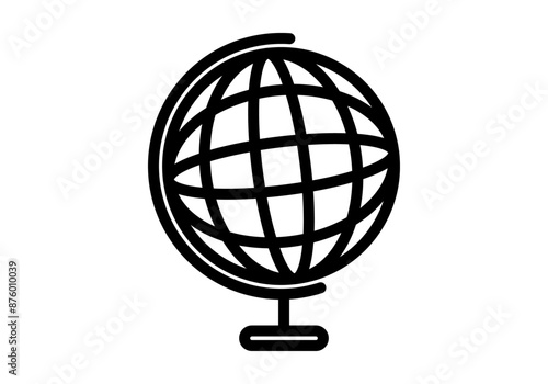 Icono negro de planeta tierra o mundo en fondo blanco