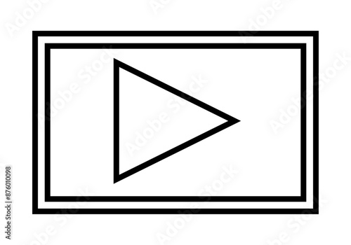 Icono negro de reproductor de vídeo en fondo blanco