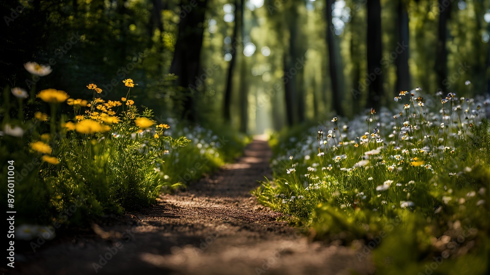 Small road in the forest, Generative AI Small road in the forest, Generative AI