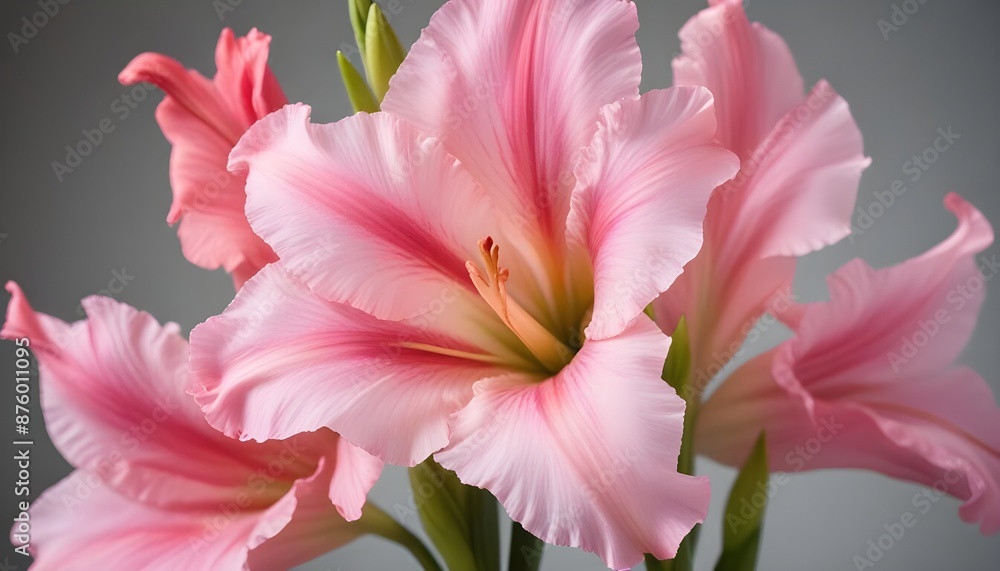 Fototapeta premium A elegent pink gladiolus flower closeup view