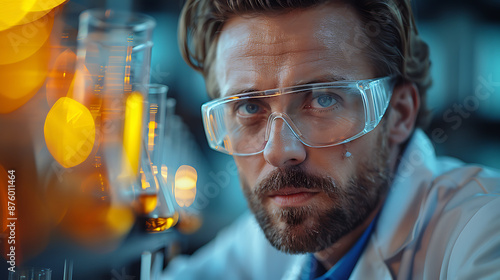 Scientist Analyzing Data In Lab photo