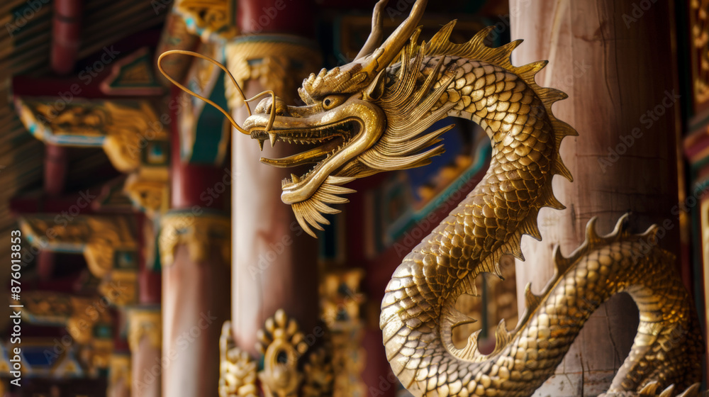 Fototapeta premium chinese dragon statue in an ancient temple