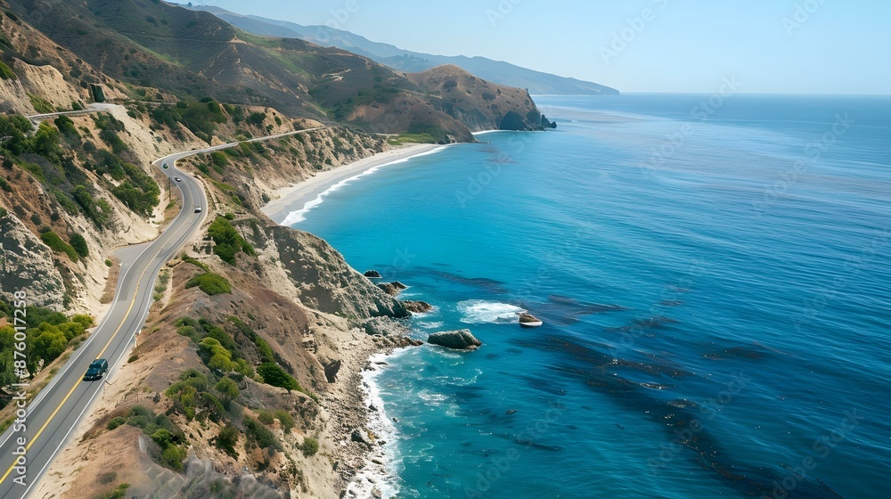 A coastal road overlooking ocean img A coastal road overlooking ocean img