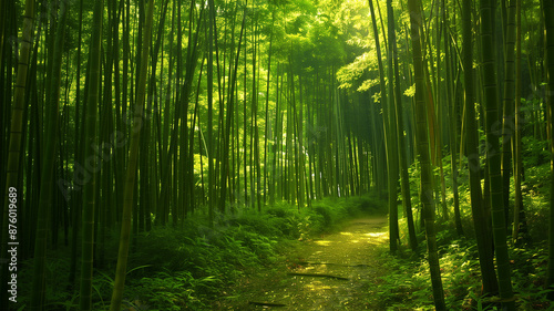 日本の竹林と木漏れ日 © bephoto