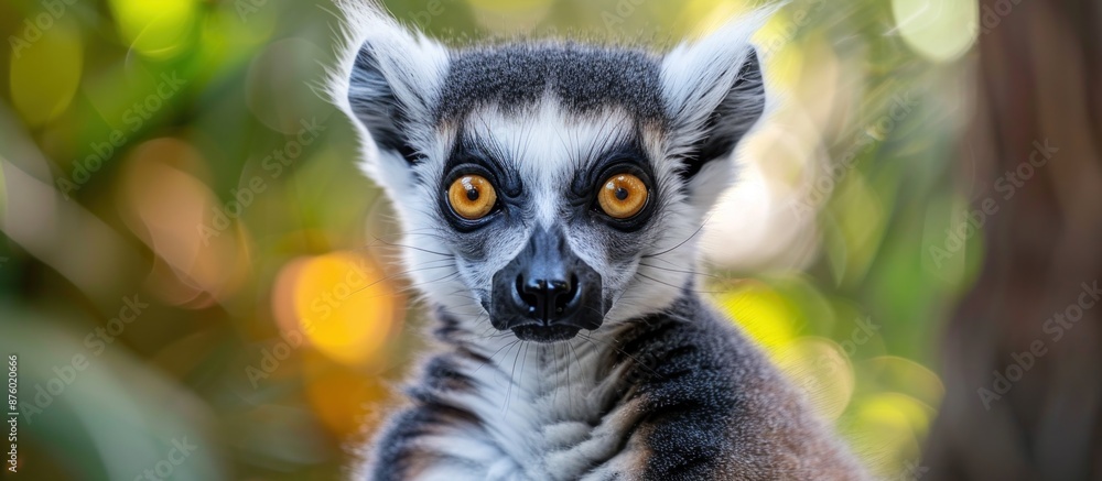 Obraz premium A Curious Ring-Tailed Lemur Gazing Through the Forest