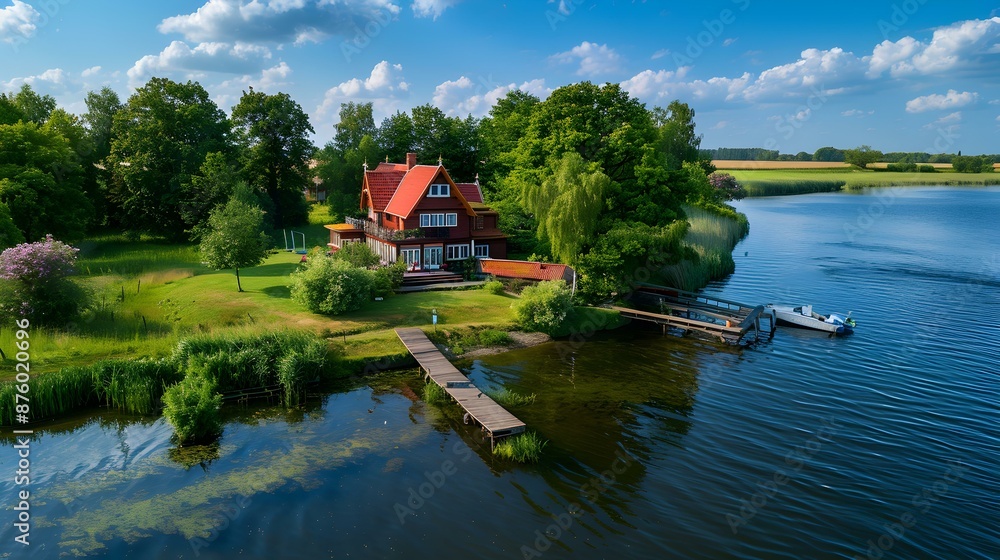 Obraz premium A house by the river