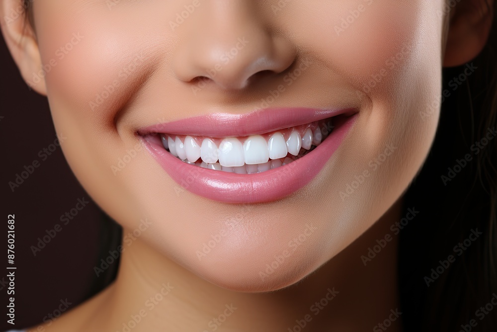 Fototapeta premium Close up of a woman's smile with perfect white teeth.