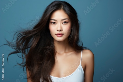 Wallpaper Mural Portrait of a beautiful young Asian woman with long, flowing hair Torontodigital.ca