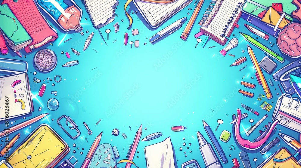 Back to School Essentials in Bright Illustration Back to School Essentials in Bright Illustration