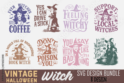 Best Halloween T-Shirt design, Vintage Halloween Witch SVG PNG