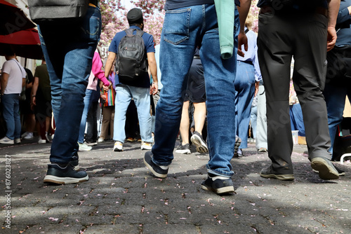 crowd of people walking