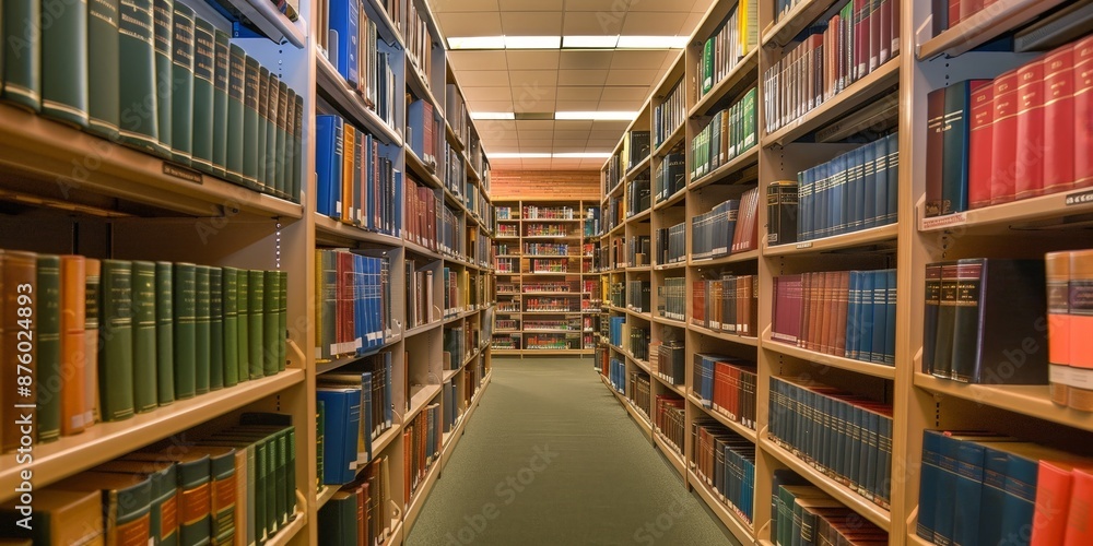 Fototapeta premium Focused Library Shelves in a Modern Setting