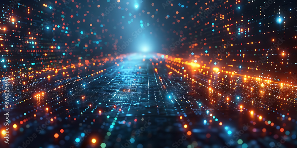 Algorithm Visualization on Technology Backdrop Algorithm Visualization on Technology Backdrop
