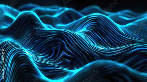 Wallpaper Mural Abstract horizontal background with a neon blue strip wave texture Torontodigital.ca
