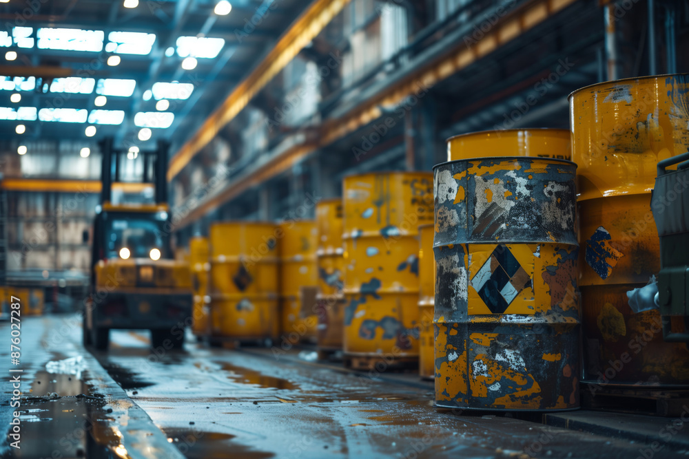 Rusty Barrels of Poisonous Chemicals Await Their Fate in a Dilapidated Warehouse Rusty Barrels of Poisonous Chemicals Await Their Fate in a Dilapidated Warehouse