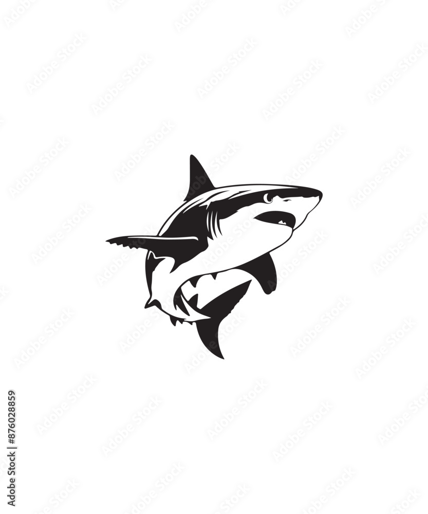 Fototapeta premium Shark silhouette vector art Design.