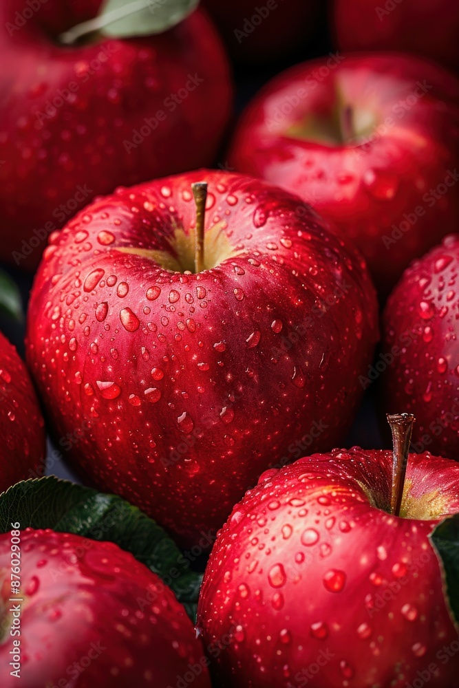 Red Apples With Water Drops Close Up Red Apples With Water Drops Close Up
