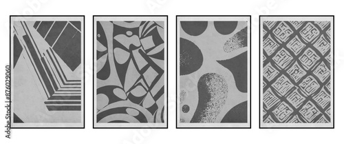 Set of 4 Abstract illustration in vintage style. For use in graphics, for wall decor. .