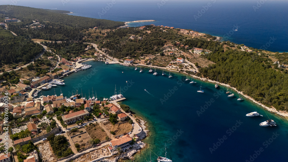 Aerial view of Fiskardo on Kefalonia island, Greece Aerial view of Fiskardo on Kefalonia island, Greece