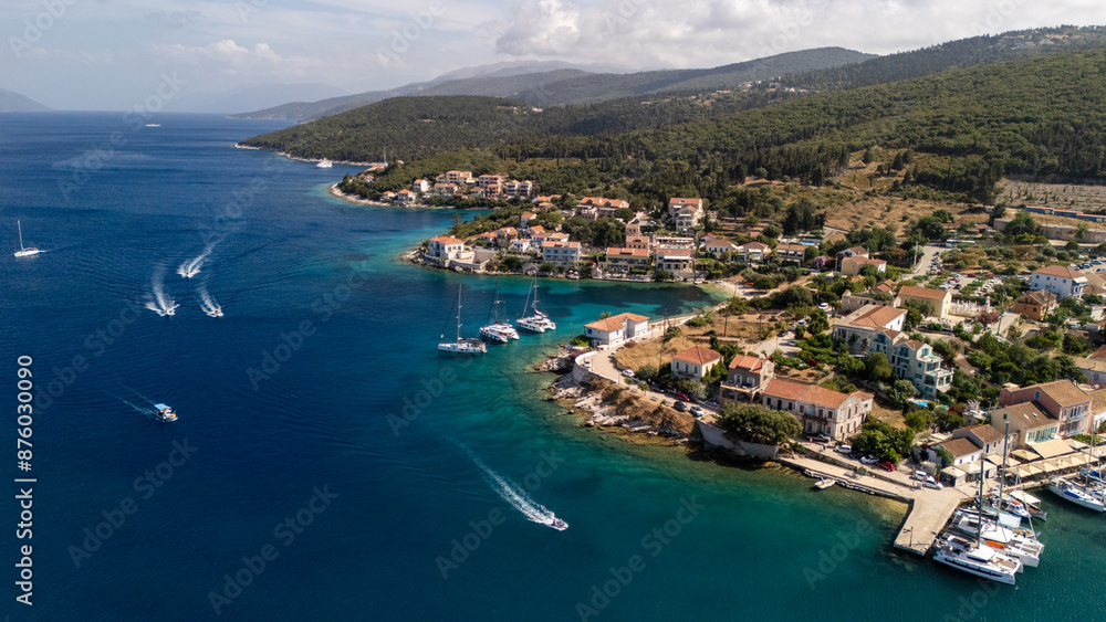 Aerial view of Fiskardo on Kefalonia island, Greece Aerial view of Fiskardo on Kefalonia island, Greece