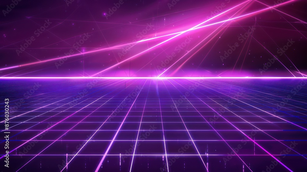 Neon Grid Landscape with Futuristic Glow Neon Grid Landscape with Futuristic Glow