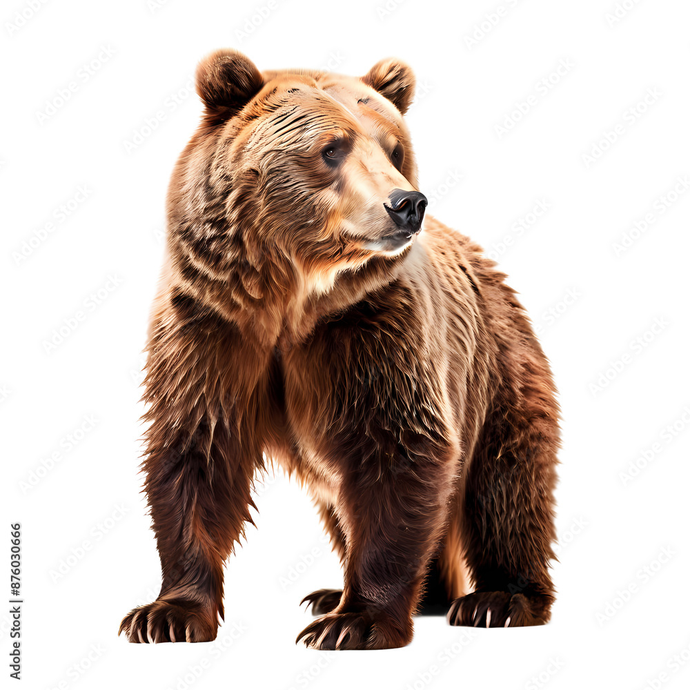 Obraz premium Side view of brown bear png, AI Generated