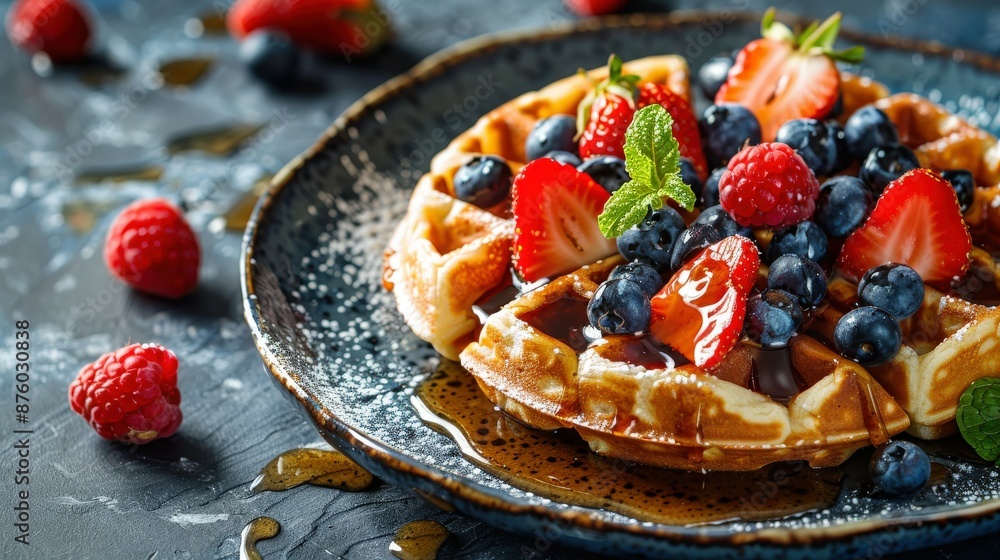 Waffles With Berries and Syrup Waffles With Berries and Syrup