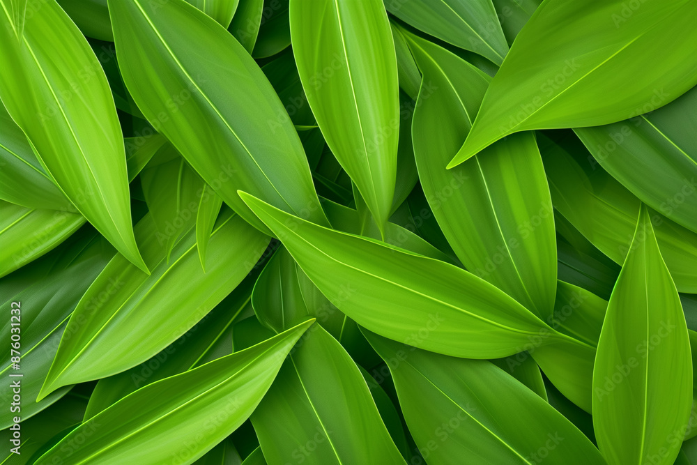 Obraz premium Green codiaeum variegatum leaves background for creative banner with copyspace, green plant background, tropical leaves background, Generative AI