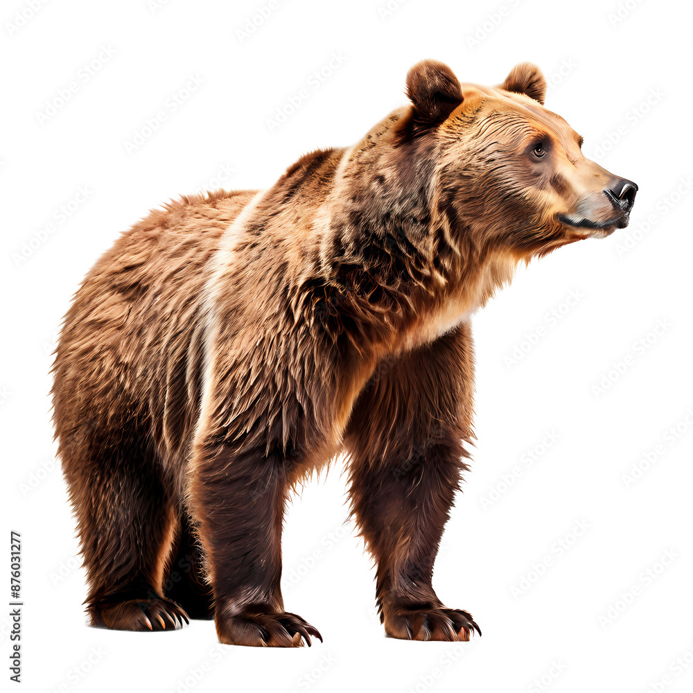Obraz premium Side view of brown bear png, AI Generated