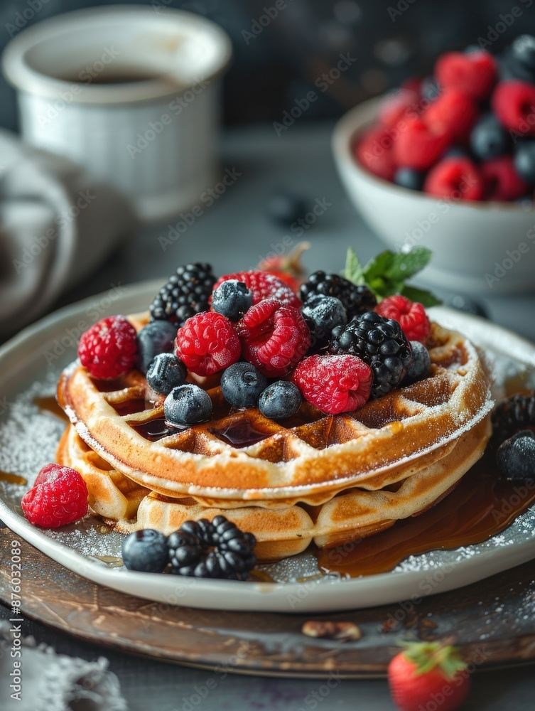 Waffles With Berries and Syrup Waffles With Berries and Syrup