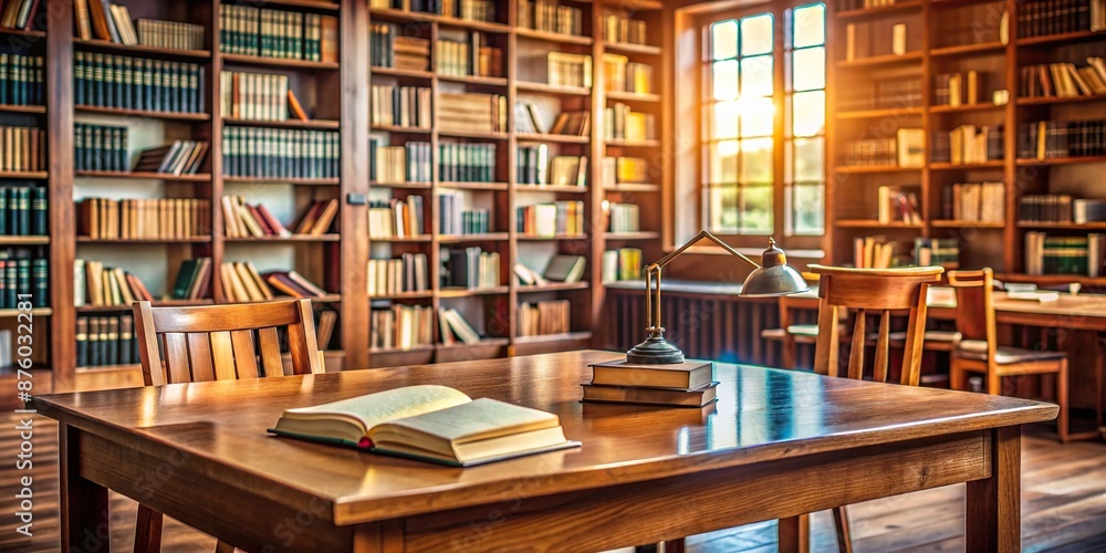 Neatly organized books and notes surround a vacant desk, hinting at a diligent student's absence, in a quiet, well-lit library with a warm atmosphere. Neatly organized books and notes surround a vacant desk, hinting at a diligent student's absence, in a quiet, well-lit library with a warm atmosphere.