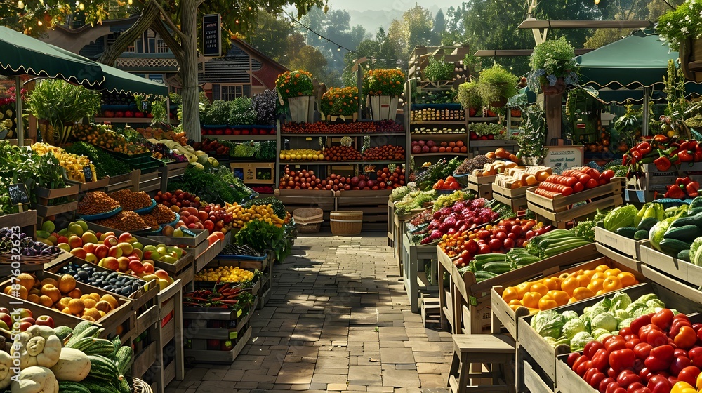 Fototapeta premium Vibrant Organic Food Market Embracing Sustainability and Health in Retail