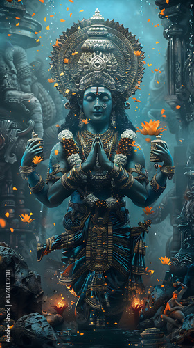 God Vishnu, wallpaper,  the god of wealth and prosperity
