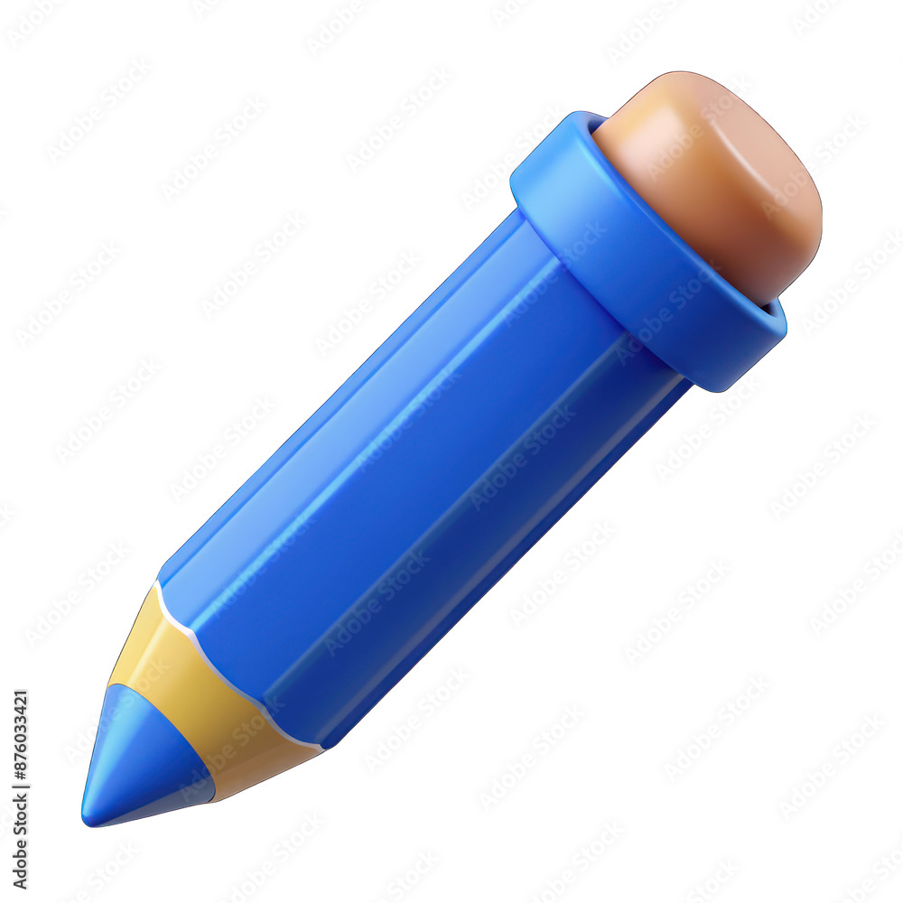 Blue pencil 3d isolated on transparent background Blue pencil 3d isolated on transparent background