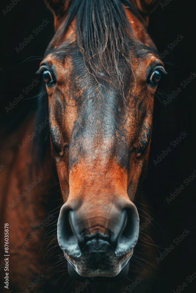 Naklejka premium Close-Up Portrait of a Brown Horse