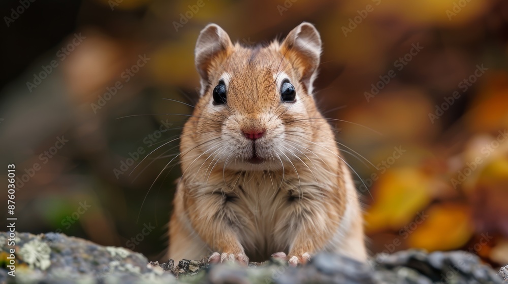 A close-up photograph of an adorable chipmunk with vibrant autumn foliage in the background, showcasing the beauty of nature and wildlife interaction A close-up photograph of an adorable chipmunk with vibrant autumn foliage in the background, showcasing the beauty of nature and wildlife interaction