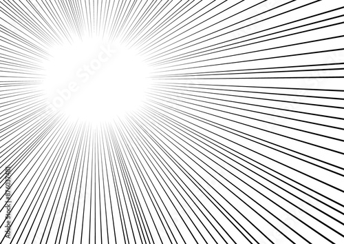 集中線、放射線の背景、フレーム。(左上中心）
