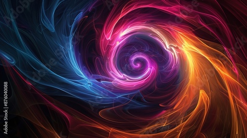 Energetic Colorful Swirls Abstract Background on Dark Gradient - Creative Vibrant Artistic Pattern