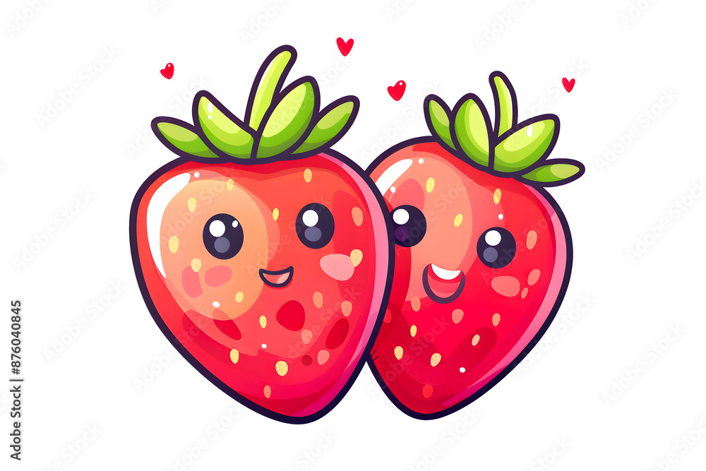 Flat logo illustration of a cute strawberries, isolated on plain, simple background. Generative AI Flat logo illustration of a cute strawberries, isolated on plain, simple background. Generative AI