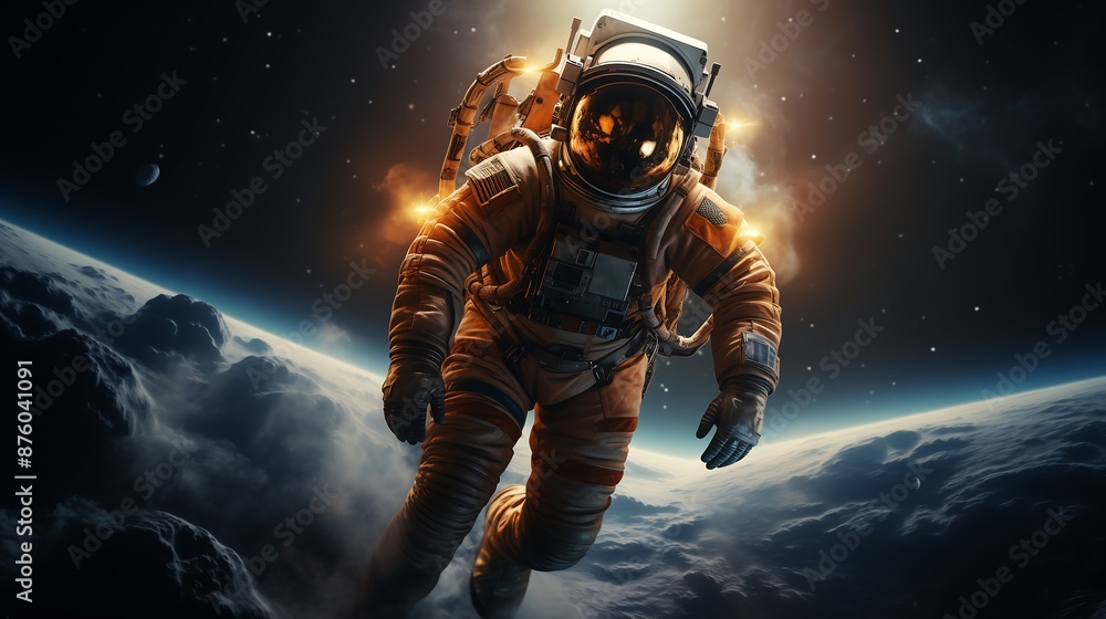 Astronaut Drifting in Space with Earth in Background Astronaut Earth View AI Generated Astronaut Drifting in Space with Earth in Background Astronaut Earth View AI Generated