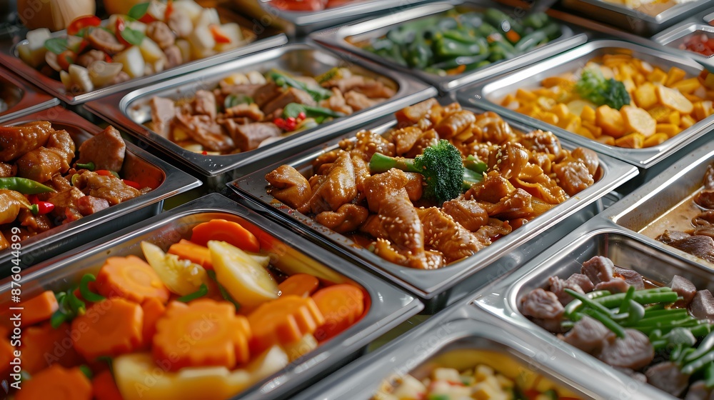 A buffet with fried vegetables picture A buffet with fried vegetables picture