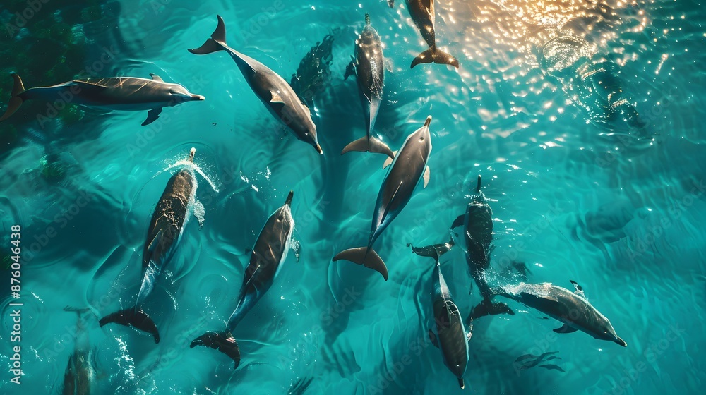 Fototapeta premium Ocean with dolphins