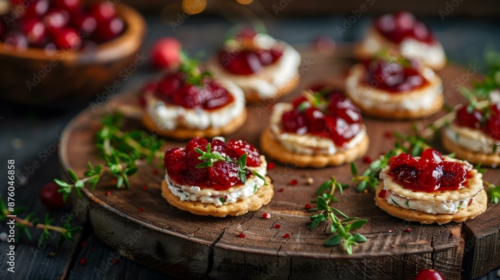 Canapes with pate and cranberries where delicate image Canapes with pate and cranberries where delicate image