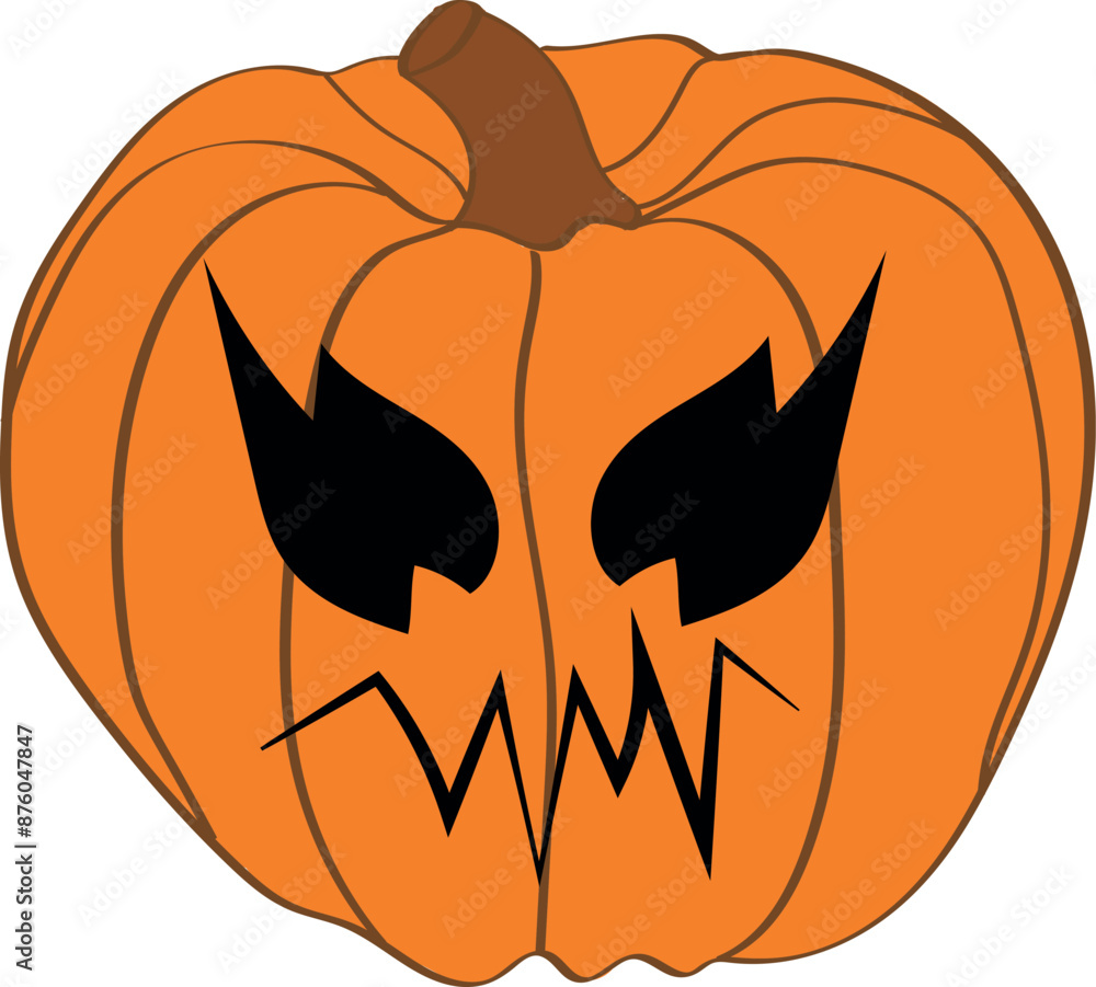 Fototapeta premium Halloween scary pumpkin with smile. Jack O Lanter illustration vector.