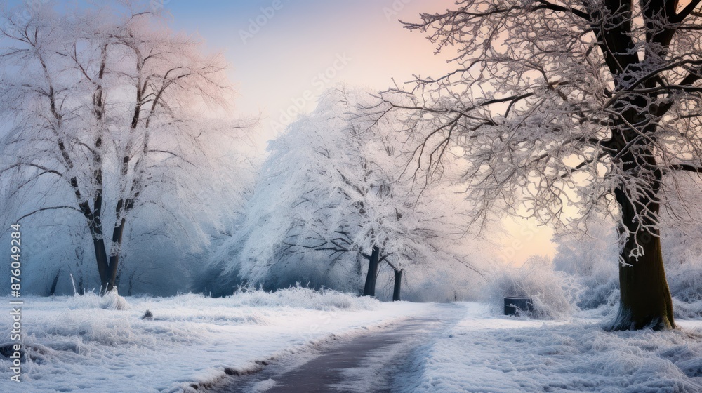 Beautiful winter landscape with snow-covered trees. Beautiful winter landscape with snow-covered trees.