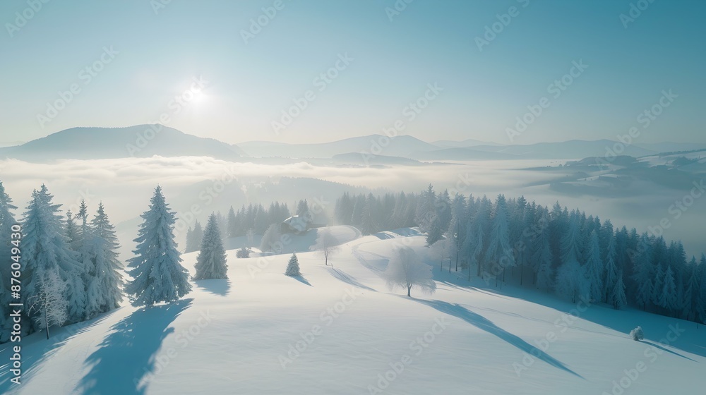 Snowy hills on a winter day picture Snowy hills on a winter day picture