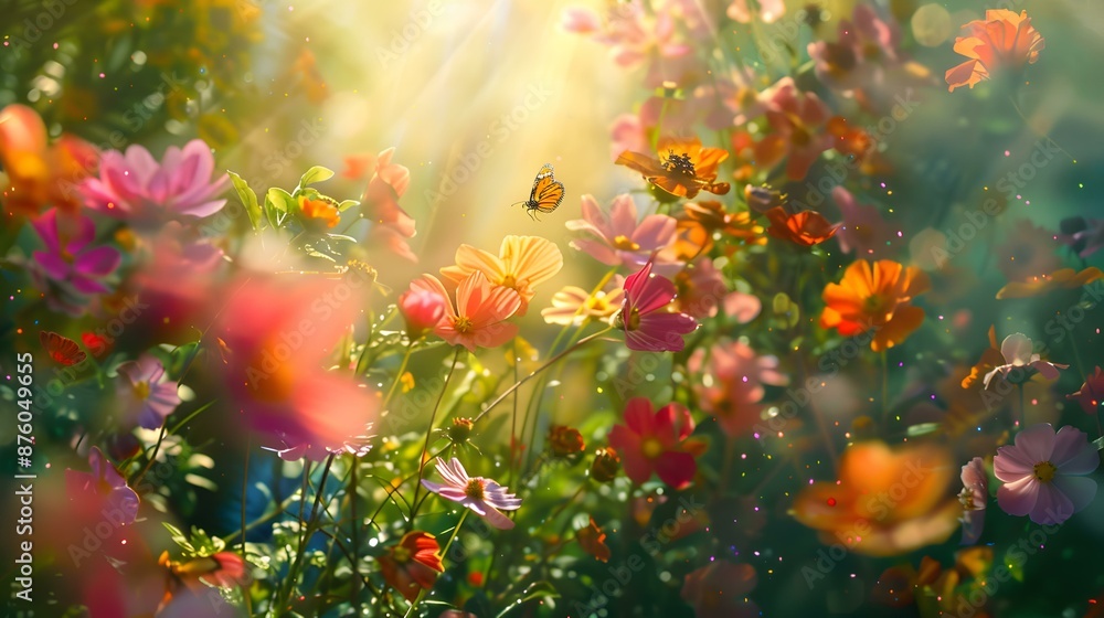 Sunny weather in the garden where bright image Sunny weather in the garden where bright image
