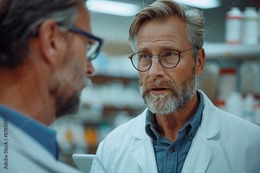 Fototapeta premium Medical Sales Rep Discussing New Medication with Doctor