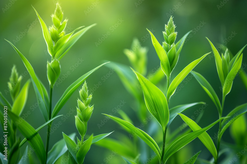 Lush Green plant and Foliage on blurred background with Sunlit Inspiring Natural Serenity and Growth Concept Lush Green plant and Foliage on blurred background with Sunlit Inspiring Natural Serenity and Growth Concept