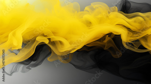 Abstract yellow and black smoke working together